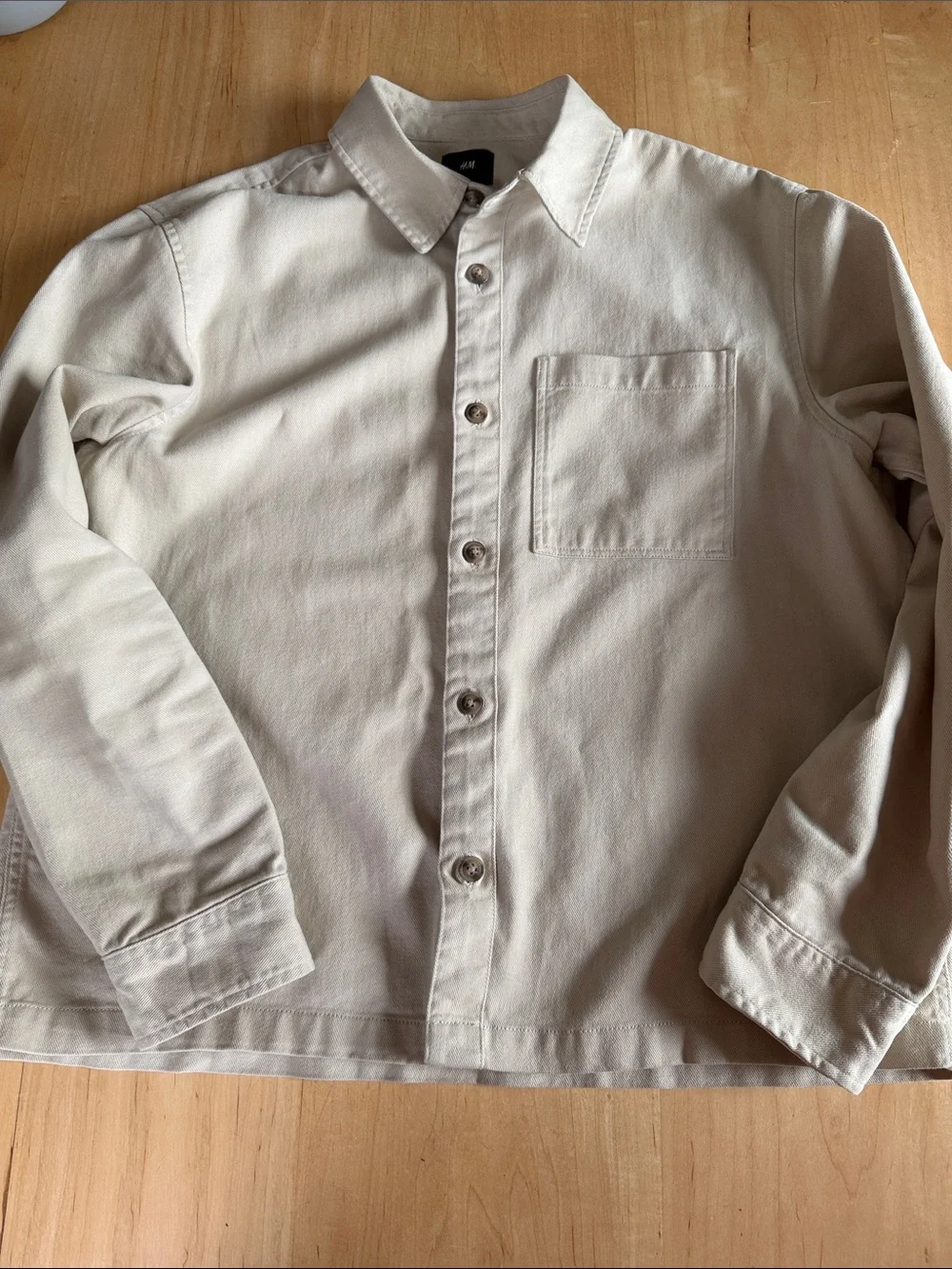 H&M Light Beige Button-Front Shirt Jacket